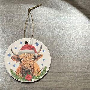 Festive Highland Cow Holiday Ornament new